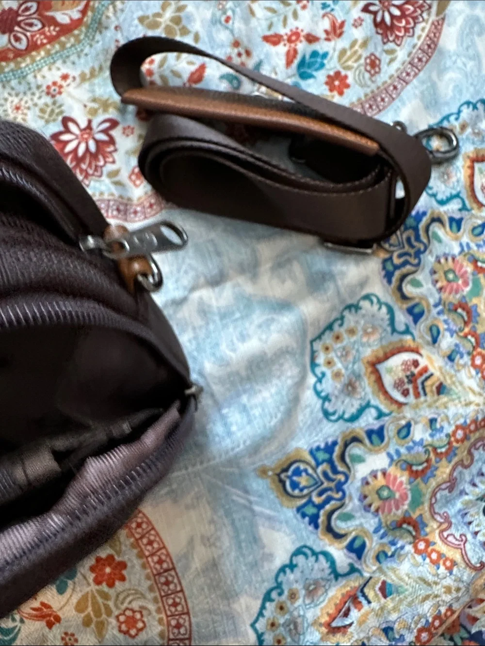 Men's Dark Brown Messenger Pouch with Tan Accent
